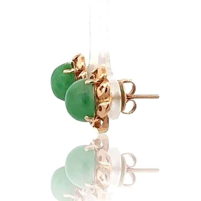 Jade circle earrings side view