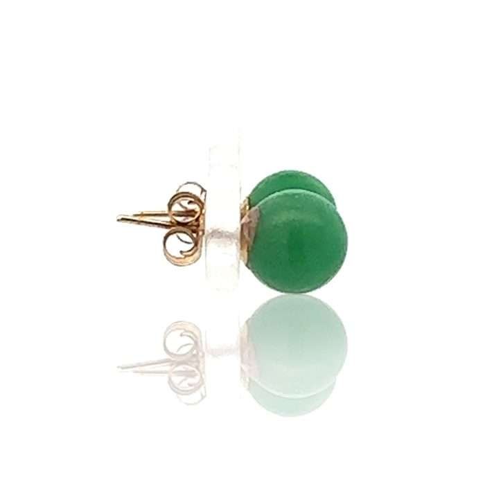 Jade circle earrings side view