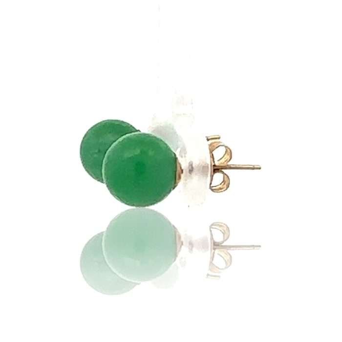 Jade circle earrings side view