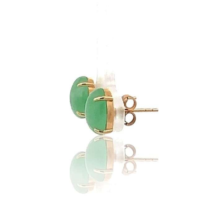 Jade stud earrings side view