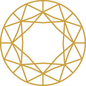 Illustration of a round brilliant shaped diamond.