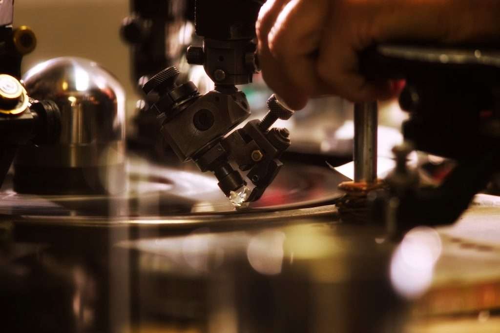 Diamond stone being examined under microscope in laboratory