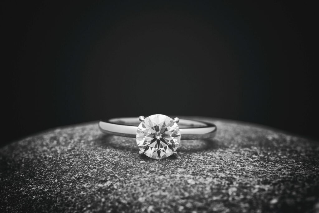 Diamond ring on a dark background